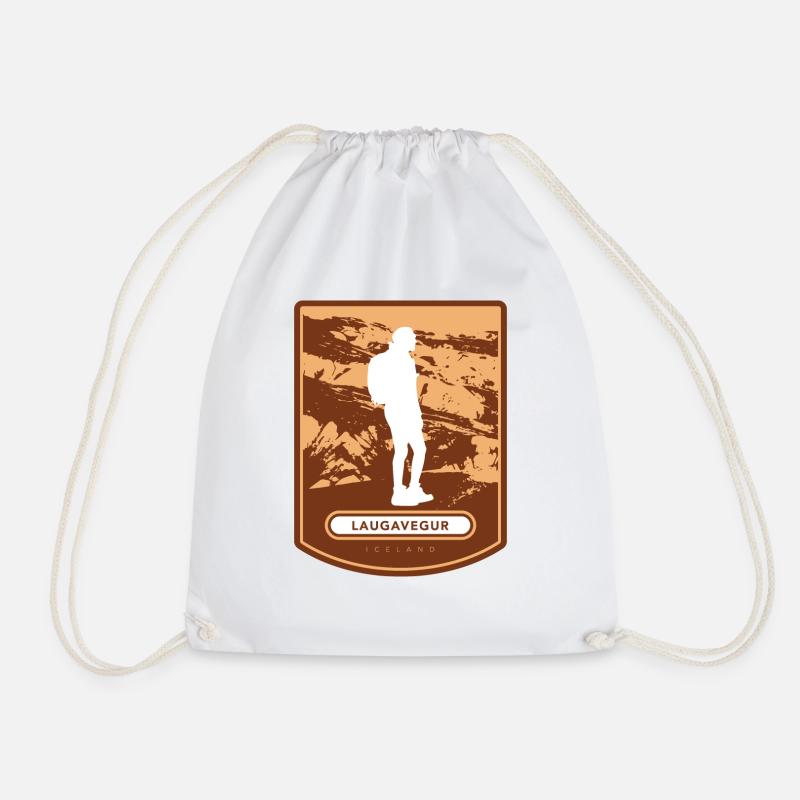 Laugavegur - Iceland - Drawstring Bag - white