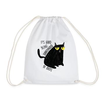 It's not easy to be surrounded by an idiot - Drawstring Bag - white - Front