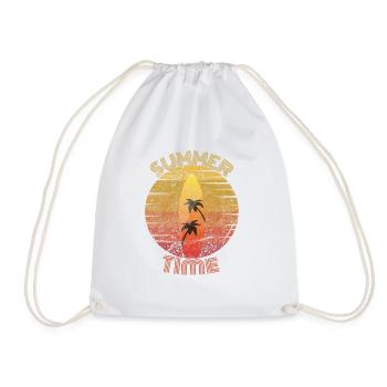 Cool Retro Design Summer Beach Palms Summer - Drawstring Bag - white - Front