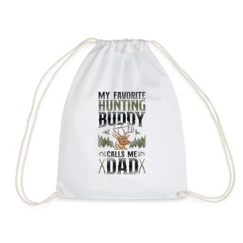 Buck Deer Hunting Hunter Dad - Drawstring Bag - white - Front