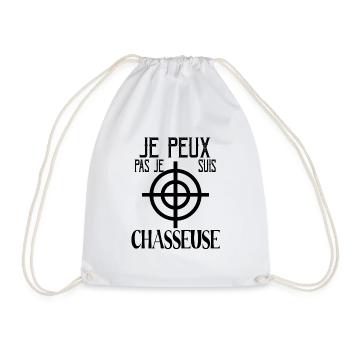 Tshirt femme Je peux pas je suis Chasseuse - Sac de sport léger - blanc - Devant