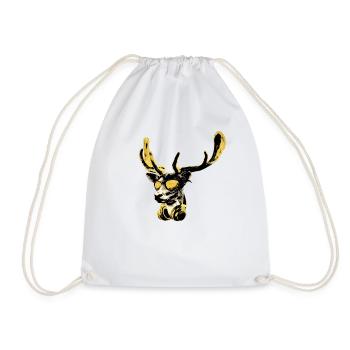 Deer DJ Bling Cool Funny Music Animal With - Drawstring Bag - white - Front