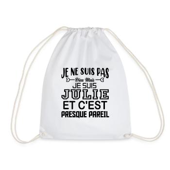 Tshirt femme Je suis pas dieu mais Julie - Sac de sport léger - blanc - Devant