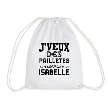 Tshirt femme J'veux des pailletes Isabelle - Sac de sport léger - blanc - Devant