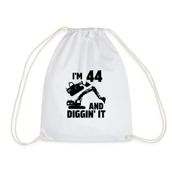 Ich bin 44 und Diggin' It - Turnbeutel - Weiß - Vorne