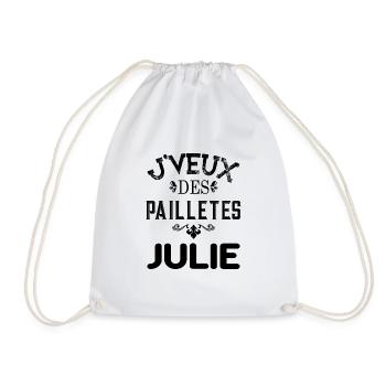 Tshirt femme J'veux des pailletes Julie - Sac de sport léger - blanc - Devant
