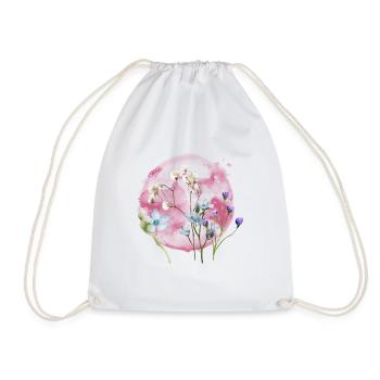 moon and flowers Tote Bag - Drawstring Bag - white - Front
