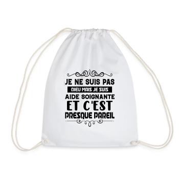 Tshirt femme Je suis pas dieu mais Aide soignante - Sac de sport léger - blanc - Devant