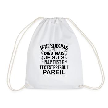 Tshirt homme Je suis pas dieu mais Baptiste - Sac de sport léger - blanc - Devant