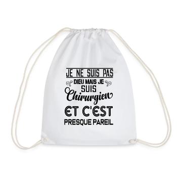 Tshirt homme Je suis pas dieu mais Chirurgien - Sac de sport léger - blanc - Devant