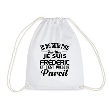 Tshirt homme Je suis pas dieu mais Frédéric - Sac de sport léger - blanc - Devant