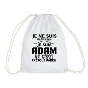 Tshirt homme Je suis pas dieu mais Adam - Sac de sport léger - blanc - Devant