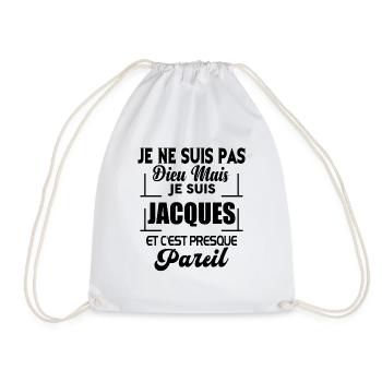 Tshirt homme Je suis pas dieu mais Jacques - Sac de sport léger - blanc - Devant
