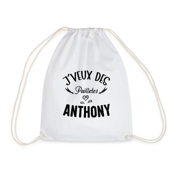 Tshirt homme J'veux des pailletes Anthony - Sac de sport léger - blanc - Devant