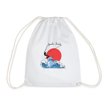 Novelty Kiteboarding Kite-Surfing Powerkiting - Drawstring Bag - white - Front