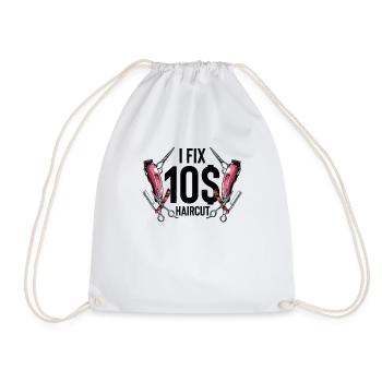Hilarious Ten Dollar Haircuts Haircutter - Drawstring Bag - white - Front