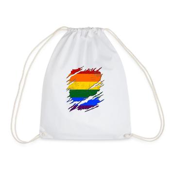 LGBT Rainbow Gay Pride Homo Lesbian Gay - Drawstring Bag - white - Front