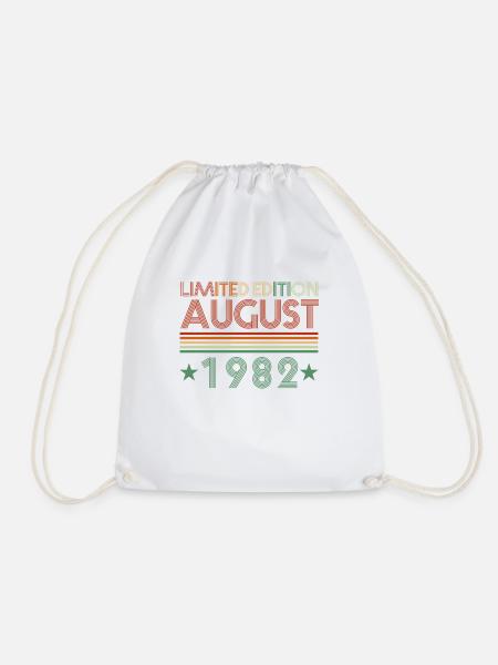 40. Geburtstag August Jahrgang 1982 Geschenkidee - Turnbeutel - Weiß