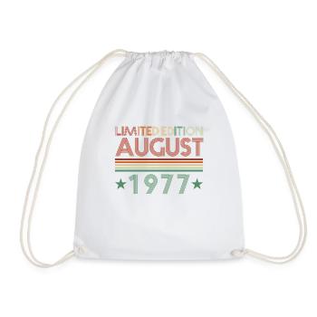 45. Geburtstag August Jahrgang 1977 Geschenkidee - Turnbeutel - Weiß - Vorne