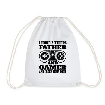 Gamer Vater Zocker Papa Zocken Geschenk Dad Gaming - Turnbeutel - Weiß - Vorne