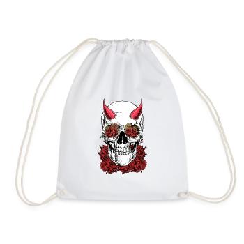 Totenkopf in Rosen - Turnbeutel - Weiß - Vorne