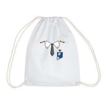 Novelty Copilot Plane Aeroplane Aircraft - Drawstring Bag - white - Front