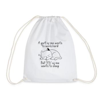 A part of me want to work cat - Drawstring Bag - white - Front