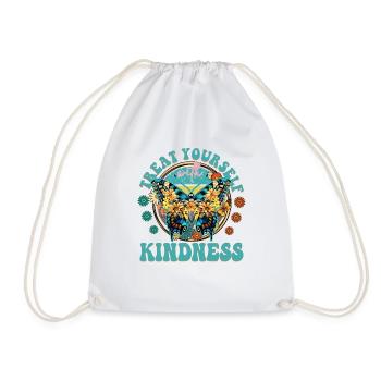 Butterfly Flower Floral Daisies - Drawstring Bag - white - Front