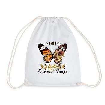 Schmetterling Blume Motivationsspruch Spruch Frau - Turnbeutel - Weiß - Vorne
