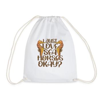 Funny Seahorse Mermaid Fish Water Ocean - Drawstring Bag - white - Front