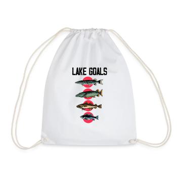 Novelty Lake Goals Angling cTrawling Enthusiast - Drawstring Bag - white - Front