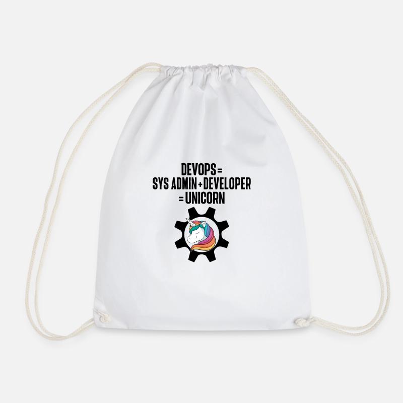 Sys-Admin Developer Devops Engineer Unicorn - Drawstring Bag - white
