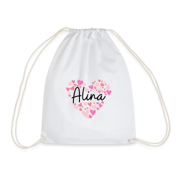Ich liebe Alina - Herzen für Alina - Turnbeutel - Weiß - Vorne