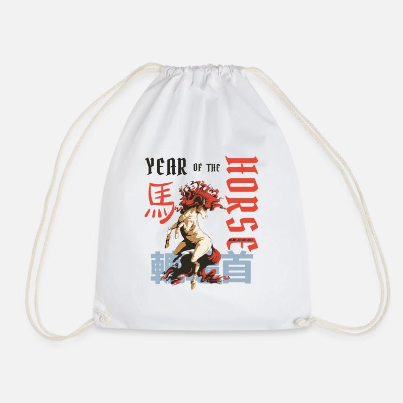 year of the horse - Drawstring Bag - white
