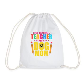 Hilarious Kinda Busy Teacher And A Fur Parent - Drawstring Bag - white - Front