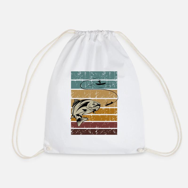 Angler Fish Retro - Drawstring Bag - white