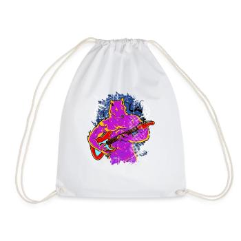 Halloween Werewolf Playing Guitar Music Lycanthrop - Drawstring Bag - white - Front