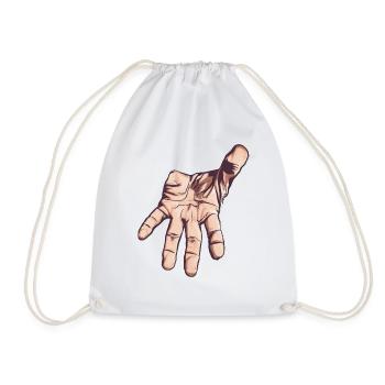 reaching hand, vector art - Drawstring Bag - white - Front