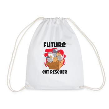 Cat RESCUE ANIMAL RIGHTS RESCUE Cat ADOPTION - Drawstring Bag - white - Front