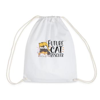 Cat RESCUE ANIMAL RIGHTS RESCUE Cat ADOPTION - Drawstring Bag - white - Front