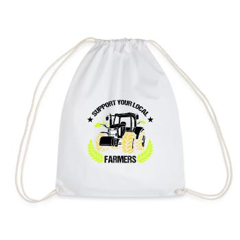 Novelty Support Your Locals Farmers Farming - Drawstring Bag - white - Front