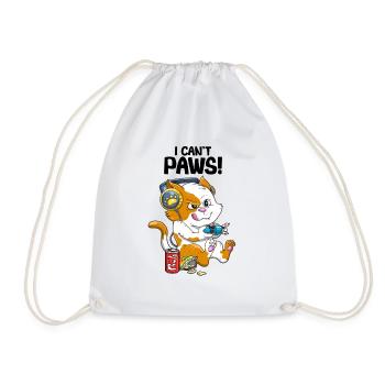Funny Cat Gaming Kids Boys Gamer Video Games & - Drawstring Bag - white - Front