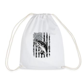 Novelty Nationalistic Fishermans Angling Trawling - Drawstring Bag - white - Front