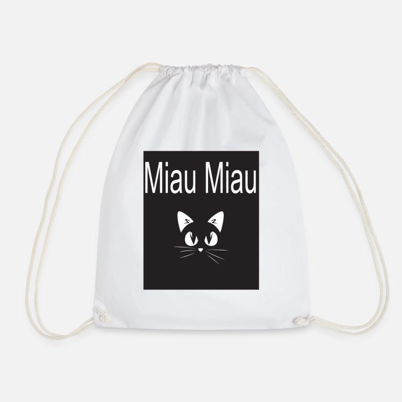 Katze schwarz Miau Miau - Turnbeutel - Weiß