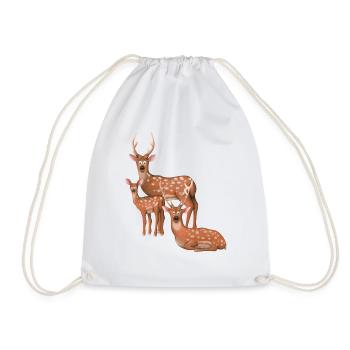 Axis deer family - Drawstring Bag - white - Front
