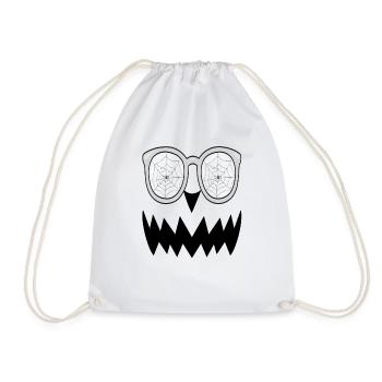 Funny Scary Halloween Pumpkin Face Glasses - Drawstring Bag - white - Front