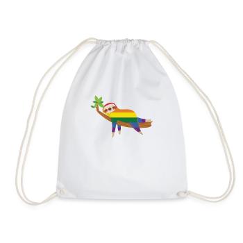 Faultier Regenbogen Gay LGBTQ Flagge - Turnbeutel - Weiß - Vorne