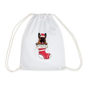 Drôle de Noël - Mignon chien de berger allemand à Noël - Sac de sport léger - blanc - Devant