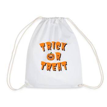 TRICK OR TREAT pumpkin dog T-Shirt - Drawstring Bag - white - Front
