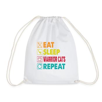 Eat Sleep Cat Warrior Repeat Cat Warrior Love Cats - Drawstring Bag - white - Front